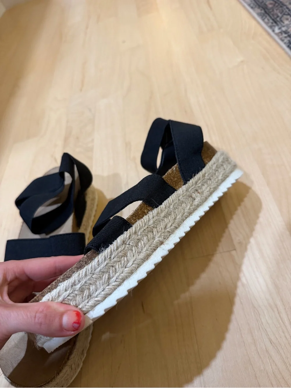 American Eagle Outfitters Black Espadrille Platform Sandals